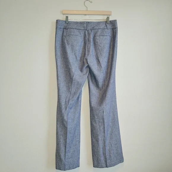 LOFT Blue Marisa Trousers Wide-Leg Linen Blend - Picture 9 of 11